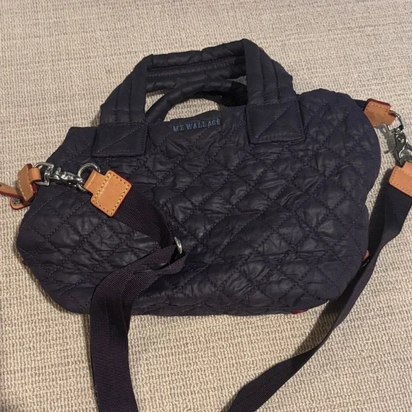 MZ Wallace Quilted Nylon Satchel with Leather Accents in plum - Picture 1 of 1